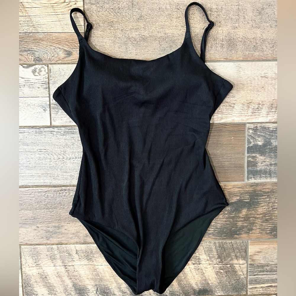 NWT Aerie Ribbed One Piece Black Swimsuit